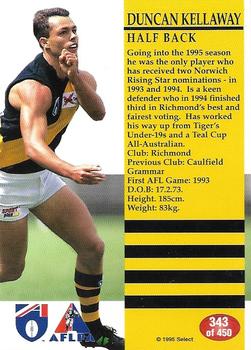 1995 Select AFL #343 Duncan Kellaway Back
